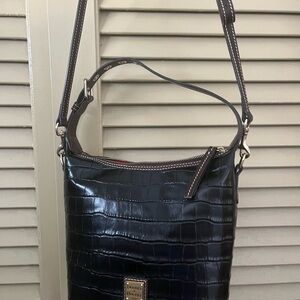 Dooney & Bourke Black Croc Embossed Shoulder Bag